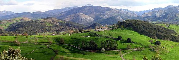 Grønt landskab i Cantabria